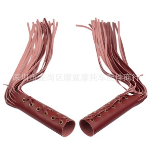 Puños de Cuero Moshark con Borlas de 15cm, Color Marrón, Accesorios Decorativos Retro para Motocicleta - Product Image 4