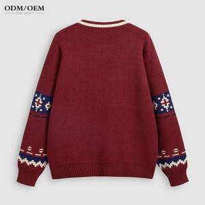 Pull jacquard tricoté personnalisé pour femme, motif chien mignon, couleur rouge, pull de Noël unisexe - Product Image 4