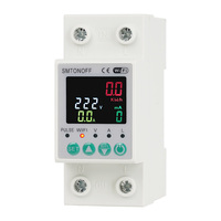 SMTONOFF Compteur d'énergie prépayé avec écran LCD couleur amélioré, contrôle via application Tuya WiFi, protection contre les surintensités à réinitialisation automatique, interrupteur temporisé 63A