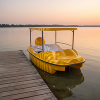 Bateau à pédales en plastique et fibre de verre jaune Meierya M-096 pour lacs et rivières, jeux aquatiques