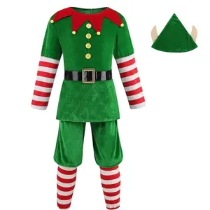 Boys Santa's Helper Costume Kids Elf Costume Outfit Christmas Cosplay Costume Party