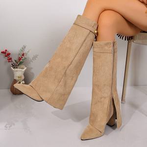 <span class=keywords><strong>Bottes</strong></span> à bout pointu pour femmes, <span class=keywords><strong>bottes</strong></span> mi-hautes à fermeture éclair latérale, <span class=keywords><strong>bottes</strong></span> de créateur pour femmes, vente en gros directe d'usine - Product Image 6