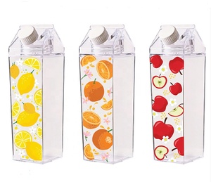 Wholesale Portable Reusable 17 oz 34 Plastic Square <b>Water</b> Bottle Milk Carton for Picnic - Product Image 4