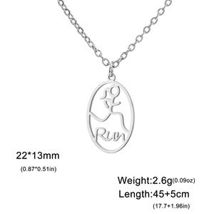 Collier ras du <span class=keywords><strong>cou</strong></span> pour femme en acier inoxydable, motif coureur, tendance mode, sport, marathon, bijou commémoratif, cadeau - Product Image 6