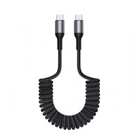 Câble de chargeur mobile USB-C rétractable à ressort avec conducteur en cuivre pur, conception à 90 degrés pour utilisation en voiture, compatible iPhone 17/16/15 Pro Max
