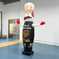 Gigantesque figurine gonflable de chef de kebab de 2 m avec logo personnalisé, lumières LED et fonction de danse aérienne pour la publicité de restaurant