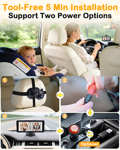 Cámara para Auto con Doble Visión Nocturna 1080P, Monitor Ajustable para Bebés en el Asiento Trasero, Pantalla Dividida de 6.9 Pulgadas, Vista en Tiempo <span class=keywords><strong>Real</strong></span> para 2 Niños - Product Image 4