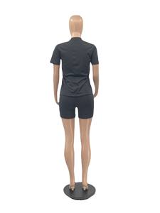 Moda carta negro 2 piezas de <span class=keywords><strong>mujer</strong></span> verano T camisa y pantalones cortos impreso deportivo <span class=keywords><strong>chándal</strong></span> azul, conjunto de dos piezas de las mujeres 2022 - Product Image 6