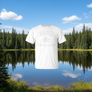 T-Shirt Unisex 'Canada Is Not For Sale' per Adulti, Manica Corta, Collo Rotondo, Abbigliamento Promozionale Bianco con Stampa Serigrafica - Product Image 2