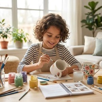 Kit de peinture de tasses en céramique DIY pour enfants, peinture non toxique, ensemble de tasses à personnaliser, fabricant OEM avec logo personnalisé, certifié CE