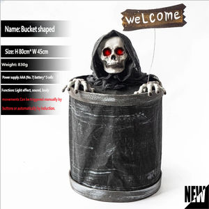 Décorations Lumineuses à Induction, Ornements d'Halloween, Baril en Bois Électrique Sautillant, Squelette, Maison Hantée, Chambre Secrète - Product Image 2