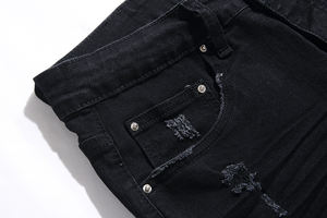 Custom Designer Slim Fit Stretch Embroidery fashion Skinny Style <b>Men</b> Ripped Denim <b>Jeans</b> - Product Image 2