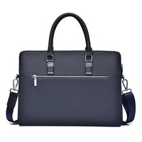 Haute qualité unisexe en cuir PU pochette d'ordinateur grande capacité Double fermeture éclair Style affaires Messenger mallette pour hommes et femmes