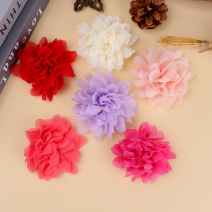 Corsage en fleur 3D en mousseline de soie 8 cm, fleur en tissu faite à la main pour cheveux, chaussures, sacs, vêtements, accessoires - Product Image 1