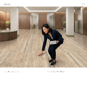 Losas de porcelana pulida Calacatta Brown de 800x2400 mm con aspecto de mármol para encimeras y pisos de hoteles, losa de piedra sinterizada - Product Image 6