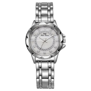 นาฬิกาควอทซ์ผู้หญิงสองสีสุดหรู หน้าปัดประดับคริสตัล สายสแตนเลส - Product Image 1