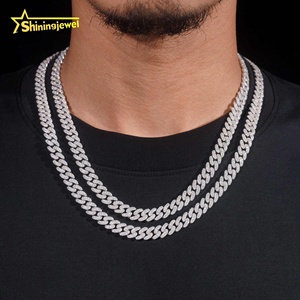 8mm New Moon Shape <span class=keywords><strong>2</strong></span> Reihen kubanische Glieder kette Moissan ite Cuban Bracelet Halskette Hip Hop Diamond Cuban Links - Product Image 3
