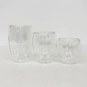 Pre-Drilled <b>Double</b> <b>Walled</b> Round 8Oz 12Oz 15Oz Clear Coffee Insulated Glass Tumbler <b>Mugs</b> Cups for Diy Glitter - Product Image 2