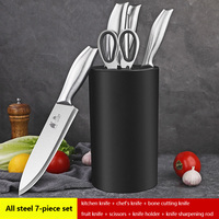 Ensemble de couteaux de chef professionnels, acier inoxydable tranchant, multifonction, avec bloc en bois