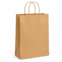 Sac en papier kraft brun écologique avec logo personnalisé et poignées torsadées, sac d'emballage alimentaire recyclable pour boulangerie et boutique