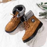 Bottes d'hiver en coton pour femmes, hauteur mi-mollet, doublure en fourrure artificielle, épaisses, pour sports de plein air, légères, antidérapantes, chaudes, en PU