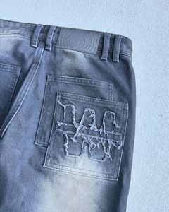 Jeans Vintage da Uomo di Alta Qualità, Denim Pesante, Doppie Tasche, Design Personalizzato con Bottoni, Patch Ricamata, Lavaggio Vintage - Product Image 3