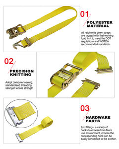 Sangle à cliquet FT11-513 de 2 po, 4400 LBS, pour rail E, en 100 % polyester et acier allié, pour la logistique et l'utilisation en fourgonnette - Product Image 2