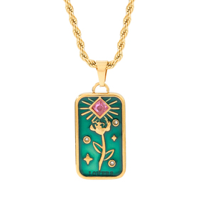 Acero inoxidable relleno de oro Tarot Zodiaco horóscopo collar impermeable amantes el sol y Rosa collar joyería para mujeres - Product Image 3