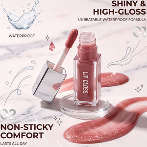 HKH <b>Waterproof</b> Shimmer High Gloss Liquid Lipstick, Private Label Vegan High Quality Mineral Glossy Long Lasting Lip Makeup - Product Image 1