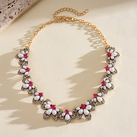 Collier de mariage vintage de luxe exquis et mignon, motif fleur de perle et goutte d'eau, serti de diamants, style Court Wind, pour mariée