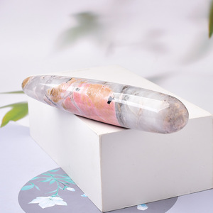Venta al por Mayor Directa de Fábrica de Varita de Masaje Guasha de Rodonita Natural en Forma de Barra Recta para Defensa Personal Femenina - Product Image 4