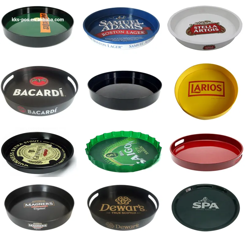 Full Color Imprinting Non Slip Ronde Rechthoek Abs Plastic Metalen Restaurant Fastfood Dienblad En Bar Tray