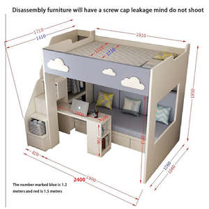 Durevole salvaspazio doppio <span class=keywords><strong>letto</strong></span> a castello Multi-funzionale Loft per la camera da <span class=keywords><strong>letto</strong></span> delle ragazze mobili in legno massiccio - Product Image 6