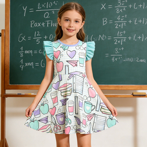 Vestido <span class=keywords><strong>de</strong></span> Verano con Mangas con Volantes para Niña, Estilo Sexy, para Regreso a Clases, Estampados Personalizados, Vestidos con Volantes para Bebés <span class=keywords><strong>de</strong></span> 5 Años, Venta al por Mayor - Product Image 1