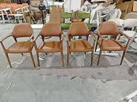 Fauteuils de salle à manger modernes en bois massif de style nordique, revêtement en cuir, design durable pour salles à manger, restaurants, hôtels, lieux de loisirs