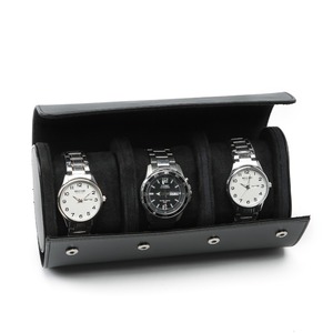 Wholesale Custom PU Leather <b>Watch</b> Case 2 Slots Slide Display Protective Travel <b>Watch</b> Box for Smart Wristwatch Packaging - Product Image 3