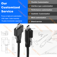 Cable USB-C de Longitud Personalizada LUNG KAY, Cable Tipo-C Blindado de 10 Gbps con Bloqueo de Rosca, Carga Rápida de 5 A, Industrial, CE, RoHS