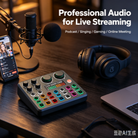 Carte son live KYA3, mixeur audio pour suppression du bruit, double streaming, effets RGB, batterie 1800 mAh pour podcast et streaming