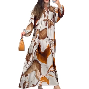 <span class=keywords><strong>Abito</strong></span> da donna casual a maniche lunghe stampato in stile europeo 2026 con scollo a V <span class=keywords><strong>elegante</strong></span> e vestibilità ampia - Product Image 4