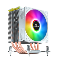 Refroidisseur d'air pour processeur SNOWMAN OEM, 4 caloducs et dissipateur thermique en cuivre, ventilateur de processeur avec éclairage LED RVB pour le refroidissement du boîtier de PC