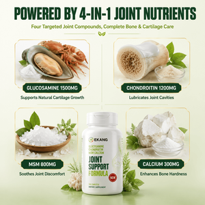 Comprimés de soutien articulaire à la Glucosamine, Chondroïtine, MSM et Calcium, sans OGM, sans gluten, végétaliens, complément alimentaire, fabrication OEM/ODM aux États-Unis - Product Image 1