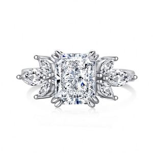 Bagues de fiançailles Dylam 3CT en argent sterling 925 pour femmes, bagues de promesse à taille radiant pour elle, alliances en zircone cubique 8A CZ - Product Image 1
