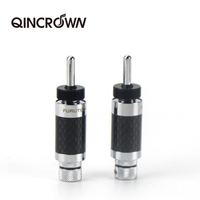 Connecteur de câble banane mâle QINCROWN en fibre de carbone, cuivre pur, plaqué rhodium, QC-131, 7 mm, pour haut-parleur audio/vidéo HIFI