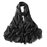 Prêt à expédier – Nouveauté 2026 : Écharpes et châles ethniques pour femmes, foulard hijab long et scintillant en argent, style musulman tendance