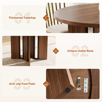Table à manger ronde en bois massif convertible, faite à la main, au design moderne avec base unique, 4 places, pour la maison, l'hôtel et l'atelier