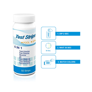 Bandelettes de test multifonctionnelles pour <span class=keywords><strong>piscine</strong></span>, 6 en 1, dureté de l'eau pratique, <span class=keywords><strong>testeur</strong></span> d'<span class=keywords><strong>alcalinité</strong></span> pH, 50 pièces, outils manuels pour <span class=keywords><strong>piscine</strong></span> - Product Image 4