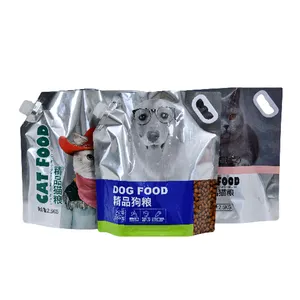 Custom Printing Aluminium Foil 5kg Plastic Mylar Cat Pet Dog Food Packaging Bags With Nozzle