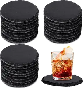 Coasters Slate Eco-friendly Anti-Scratch Drink Coasters With Holder Natural Stone Coasters Bulk