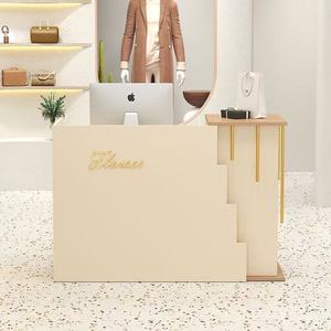 Modern White Marble <b>Reception</b> Desk & Front <b>Counter</b> Table with Custom Logo for Retail Showroom Lobby-Modern Luxury Design - Product Image 6