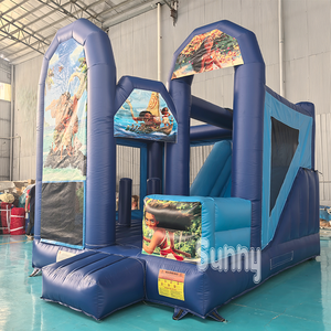 Castillo Inflable Personalizado con Temática Azul de la <span class=keywords><strong>Película</strong></span> Moana, Tobogán Inflable Combinado para Niños, Casa de Brinco Inflable para Fiestas - Product Image 3